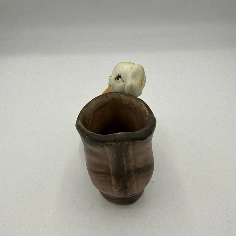 Vtg Enesco Puppy Dog On Boot Porcelain Figurine Toothpick Holder Succu Planter